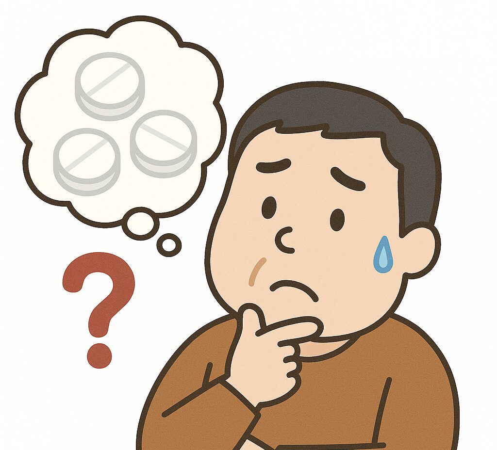 悩む　薬　男性
