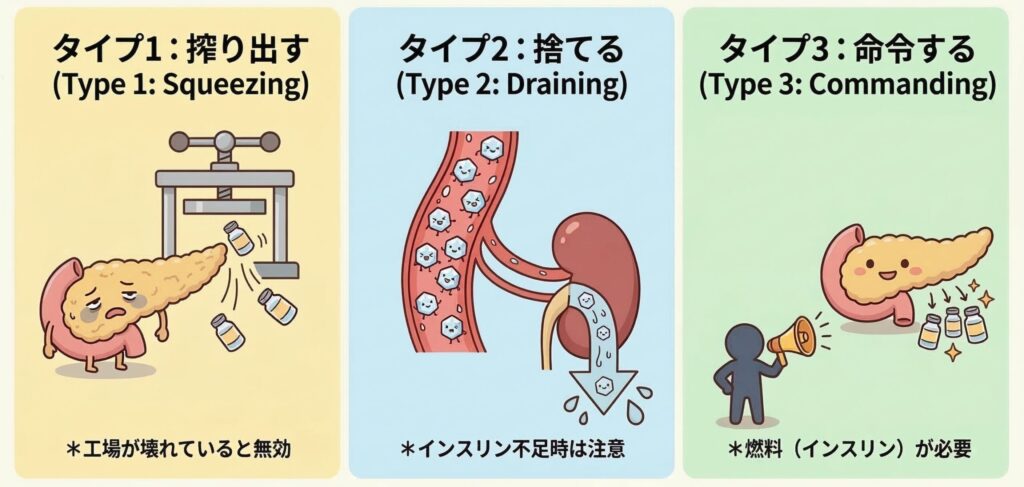 タイプ１、２、３