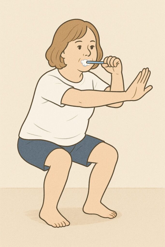 歯磨き　スクワット
