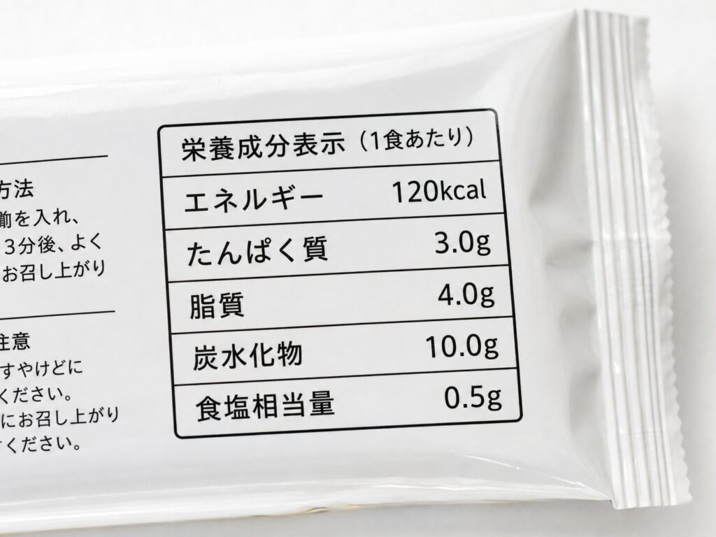 養成分表示のイメージ写真
