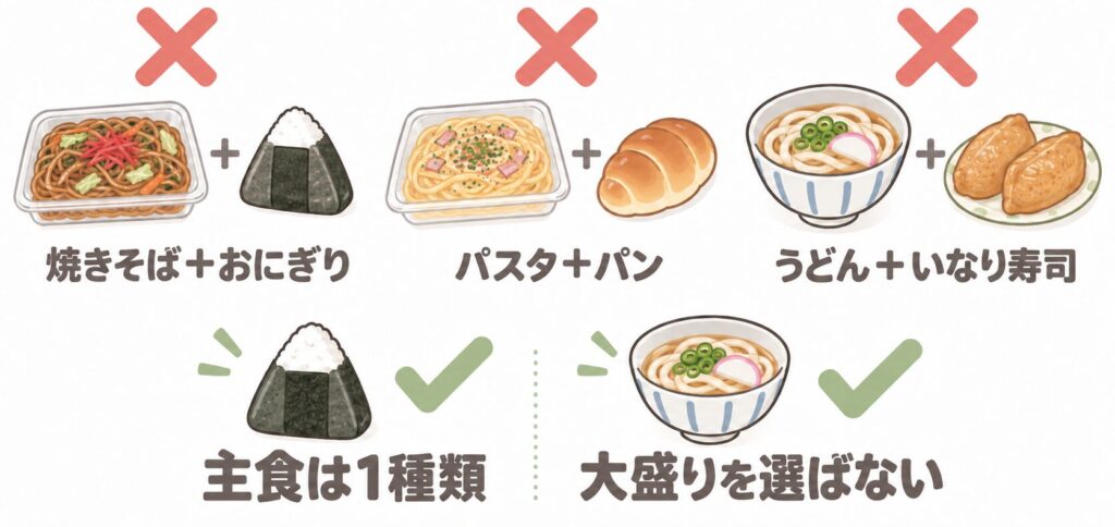 コンビニで主食が二重にならないようにする選び方