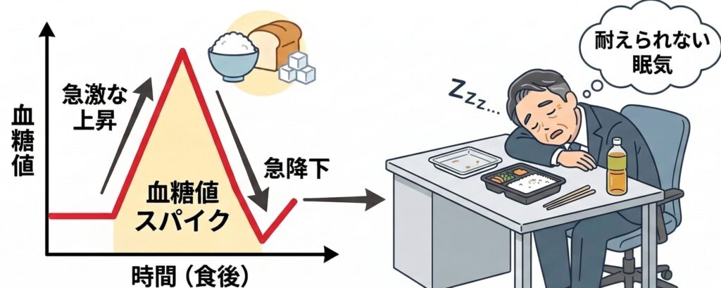 食後 眠気 血糖スパイク 糖尿病