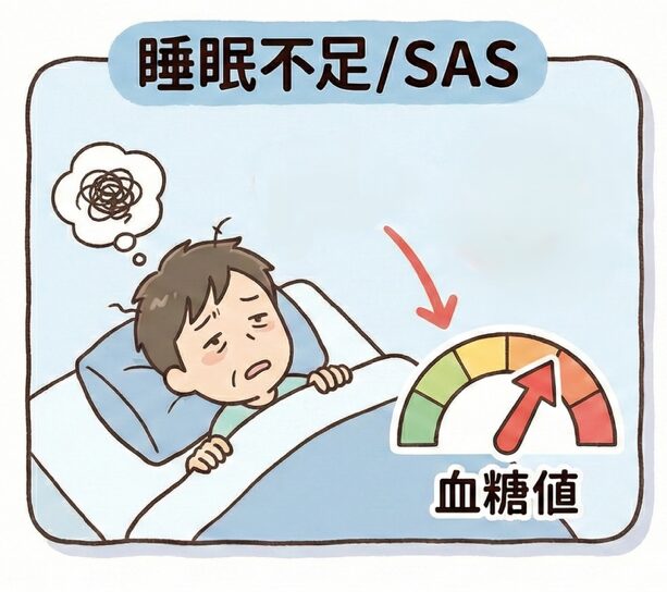 睡眠不足が血糖値に与える影響のイメージ