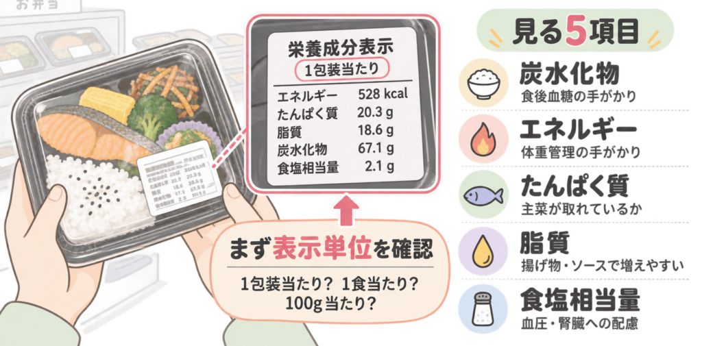 コンビニ弁当の栄養成分表示で確認したい5つの項目