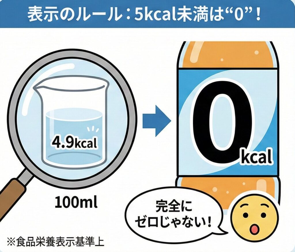 ゼロカロリーにも糖分が入っているイメージ