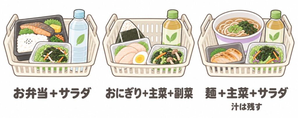糖尿病の方におすすめのコンビニでの3つの組み合わせ例