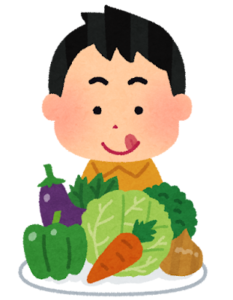 野菜と子供のイラスト